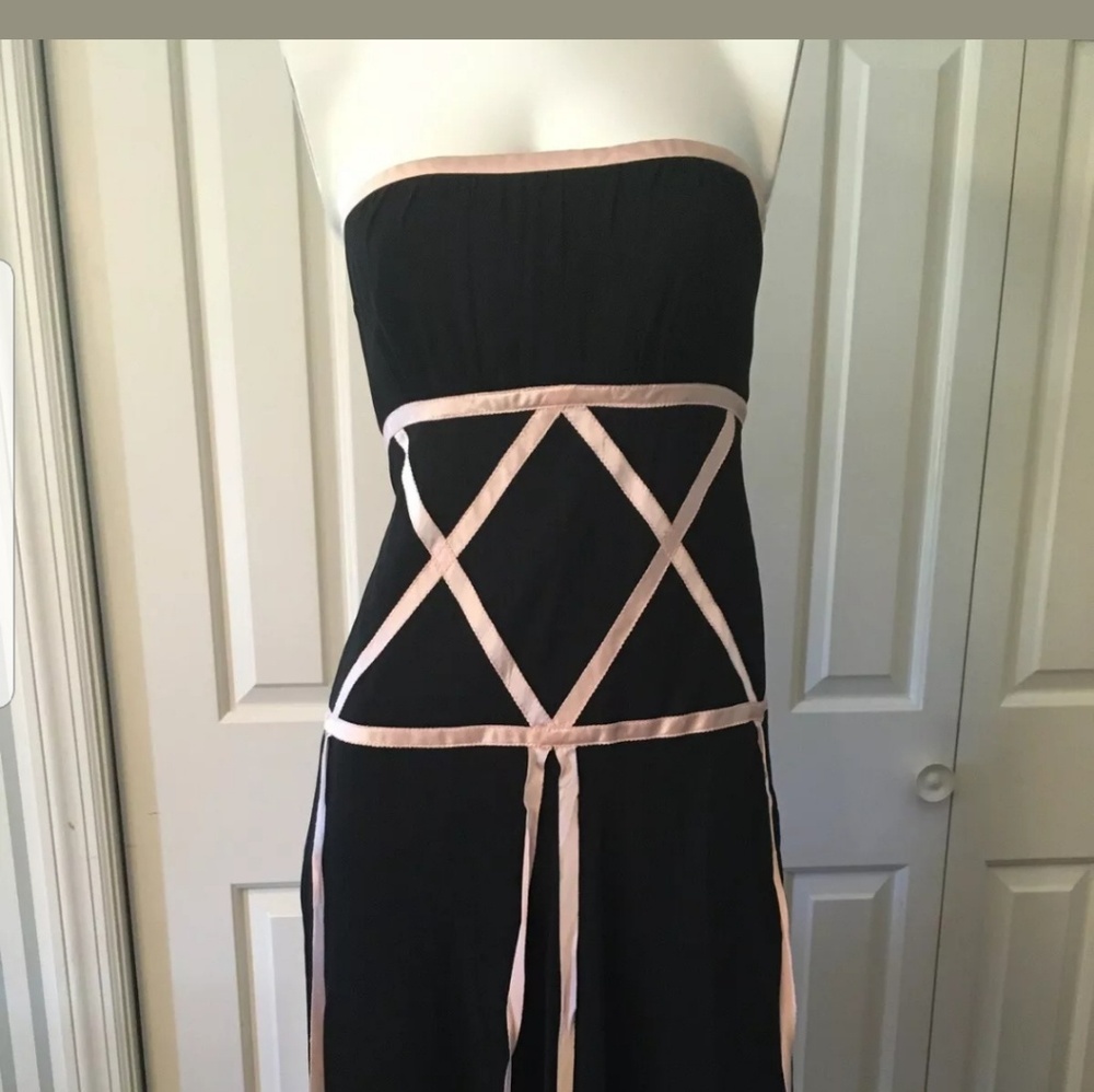 Nicole Miller Strapless Silk Black/Pink dress